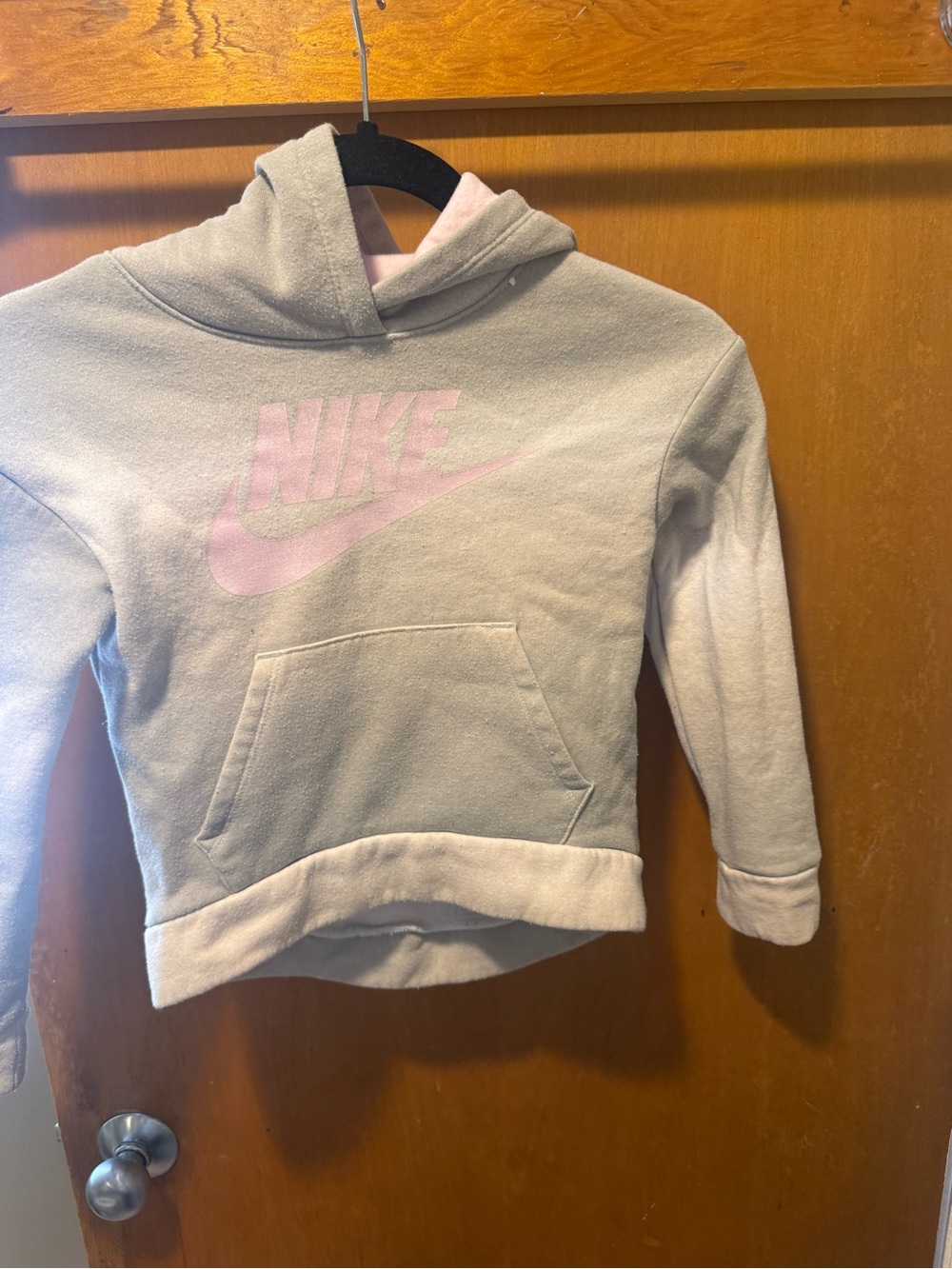 Nike Light Pink Logo Hooded Pullover for Kids